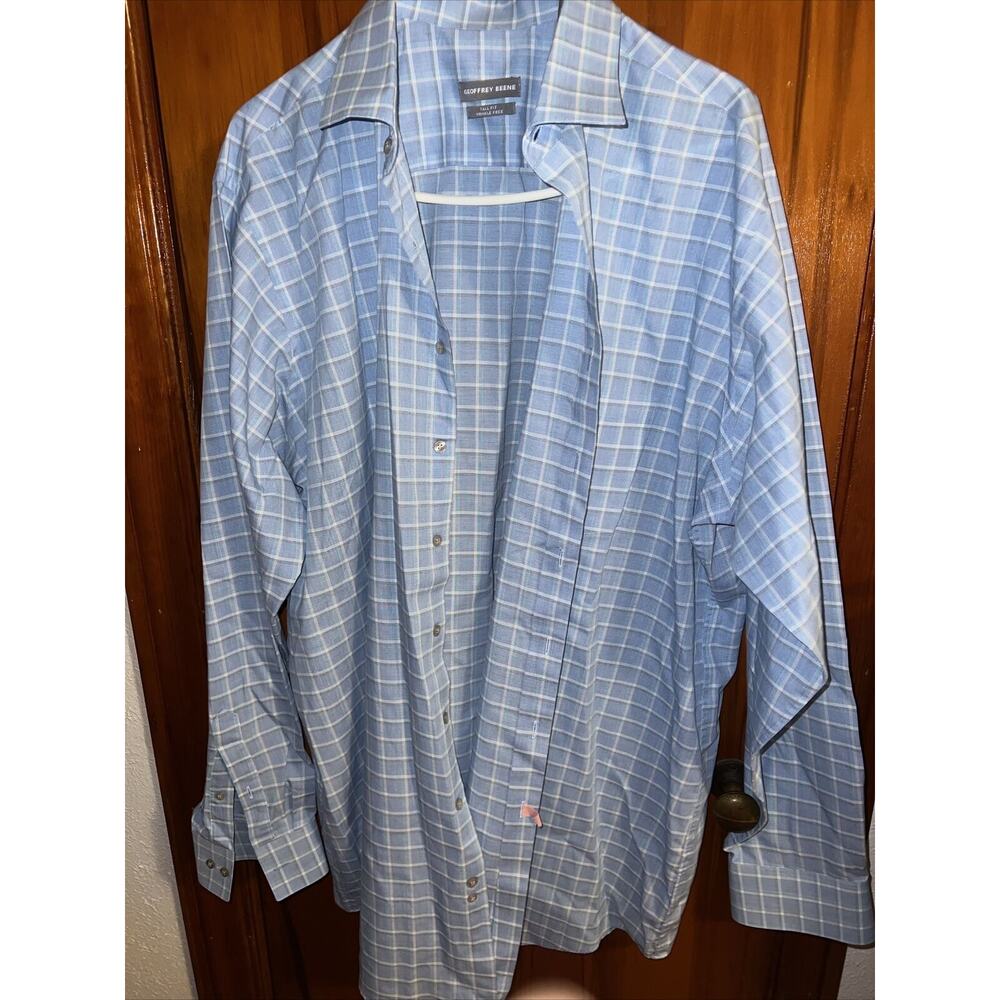 Geoffrey Beene Shirt Mens 18 37/38 Button Down Long Sleeve Wrinkle Free Tall Big